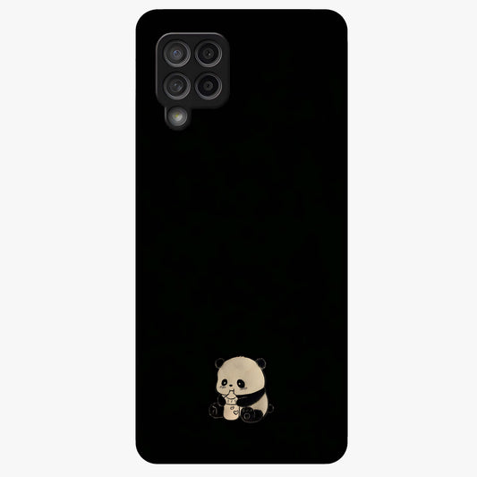 Midnight Panda Love Glass Case showing flat back view with cute panda themed artwork and glossy glass finish.