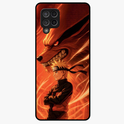 Nine Tails Legacy Glass Case showing flat back view with powerful nine-tailed fox inspired artwork and glossy glass finish.