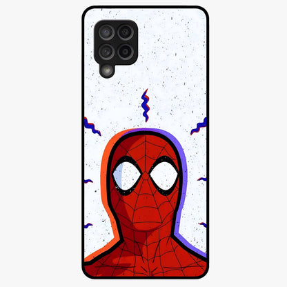 Omg Spiderman Glass Case showing flat back view with bold superhero inspired artwork and glossy glass finish.