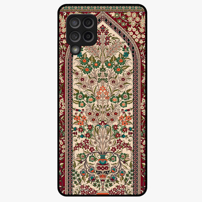 Persian Inspired Glass Case showing flat back view with ornate Persian style pattern artwork and glossy glass finish.