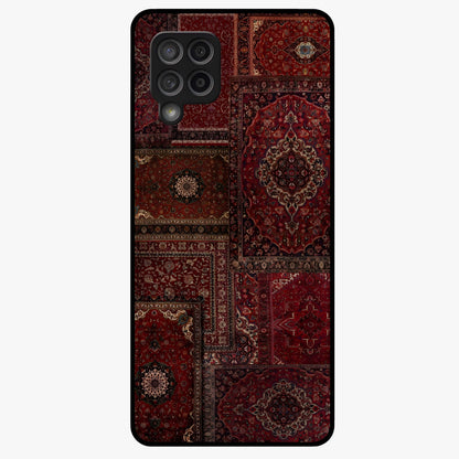Persian Velvet Tale Glass Case showing flat back view with luxurious Persian velvet pattern artwork and glossy glass finish.