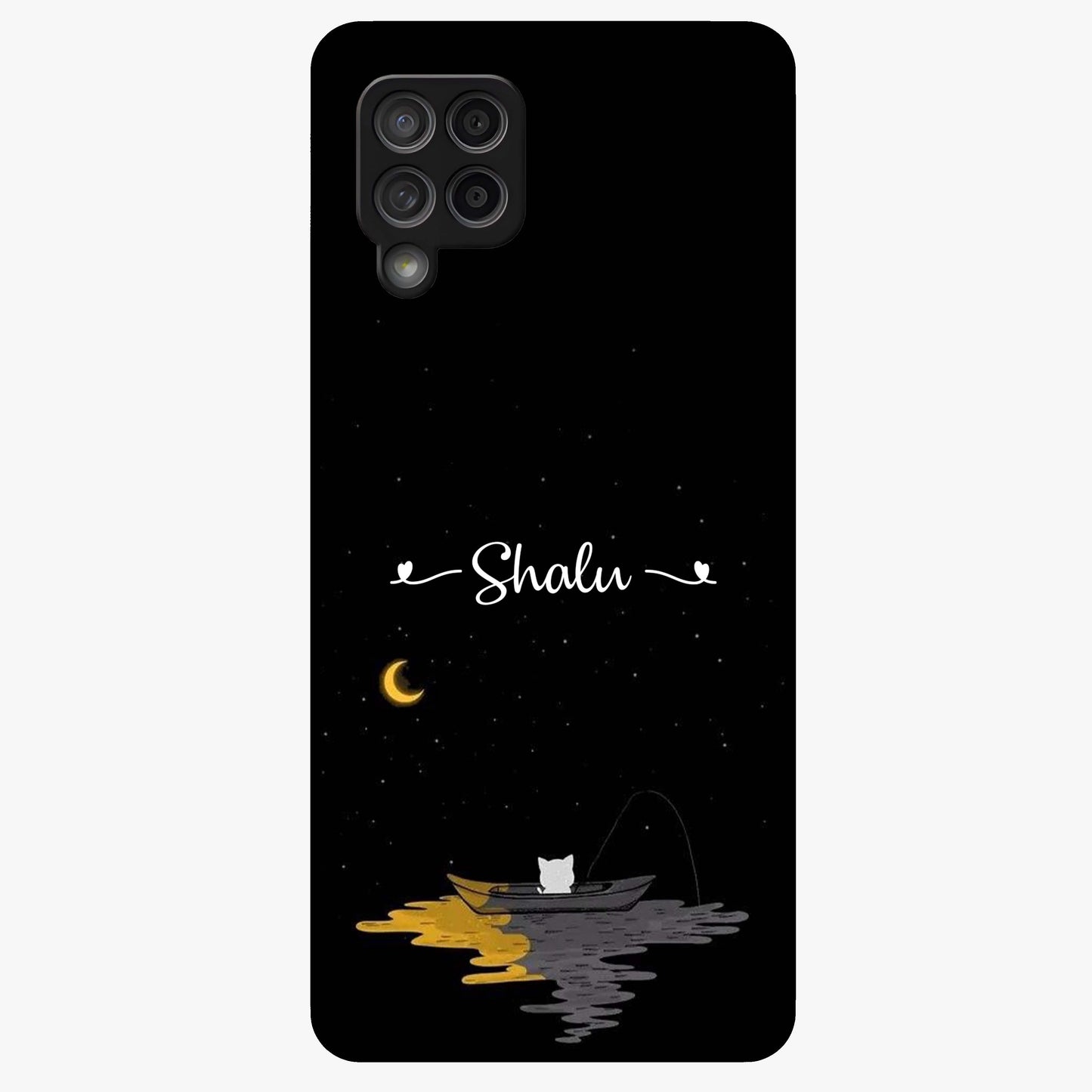 Silent Night Row Glass Case showing flat back view with calm night themed artwork and glossy glass finish.