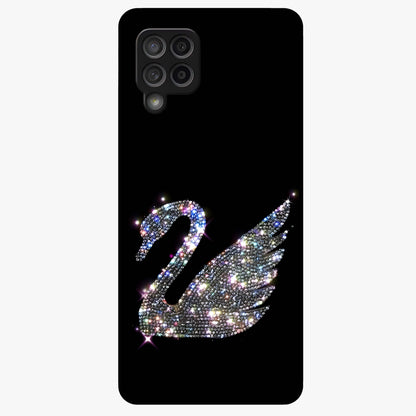 Starlit Swan Grace Glass Case showing flat back view with graceful swan artwork under starry sky and glossy glass finish.