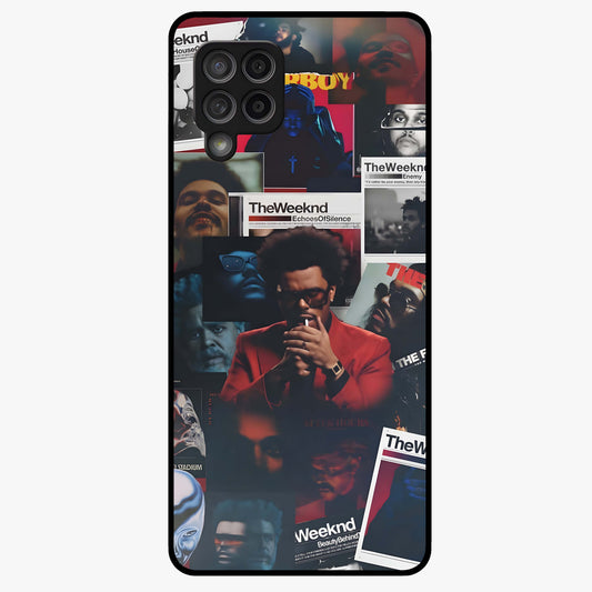 The Weeknd Glass Case showing flat back view with music inspired artistic portrait artwork and glossy glass finish.
