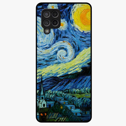 Van Gogh Art Glass Case showing flat back view with classic painterly artwork inspired by Van Gogh style and glossy glass finish.