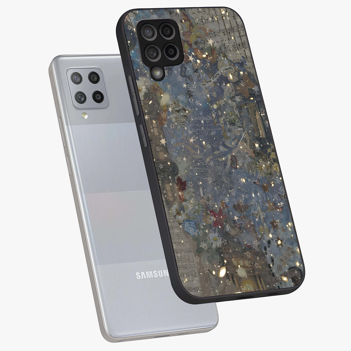 Aesthetic Astrolophia Glass Case displayed in angled mockup highlighting artistic aesthetic elements and smooth glass surface.