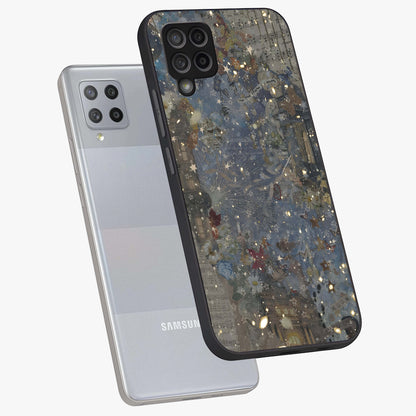 Aesthetic Astrolophia Glass Case displayed in angled mockup highlighting artistic aesthetic elements and smooth glass surface.