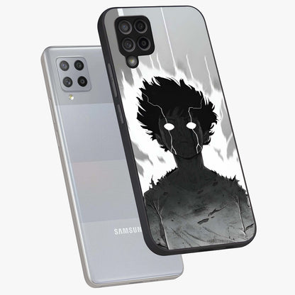Awakened Inner Rage Glass Case displayed in angled mockup highlighting powerful graphic design and bold artistic theme.
