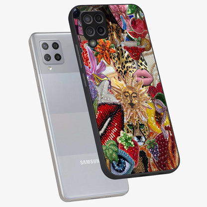 Beaded Fashion Jungle Glass Case displayed in angled mockup highlighting colorful fashion bead design and artistic pattern.