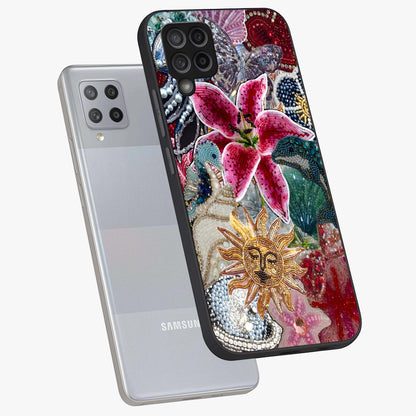 Beaded Garden Fantasy Glass Case displayed in angled mockup highlighting fantasy inspired floral bead pattern.