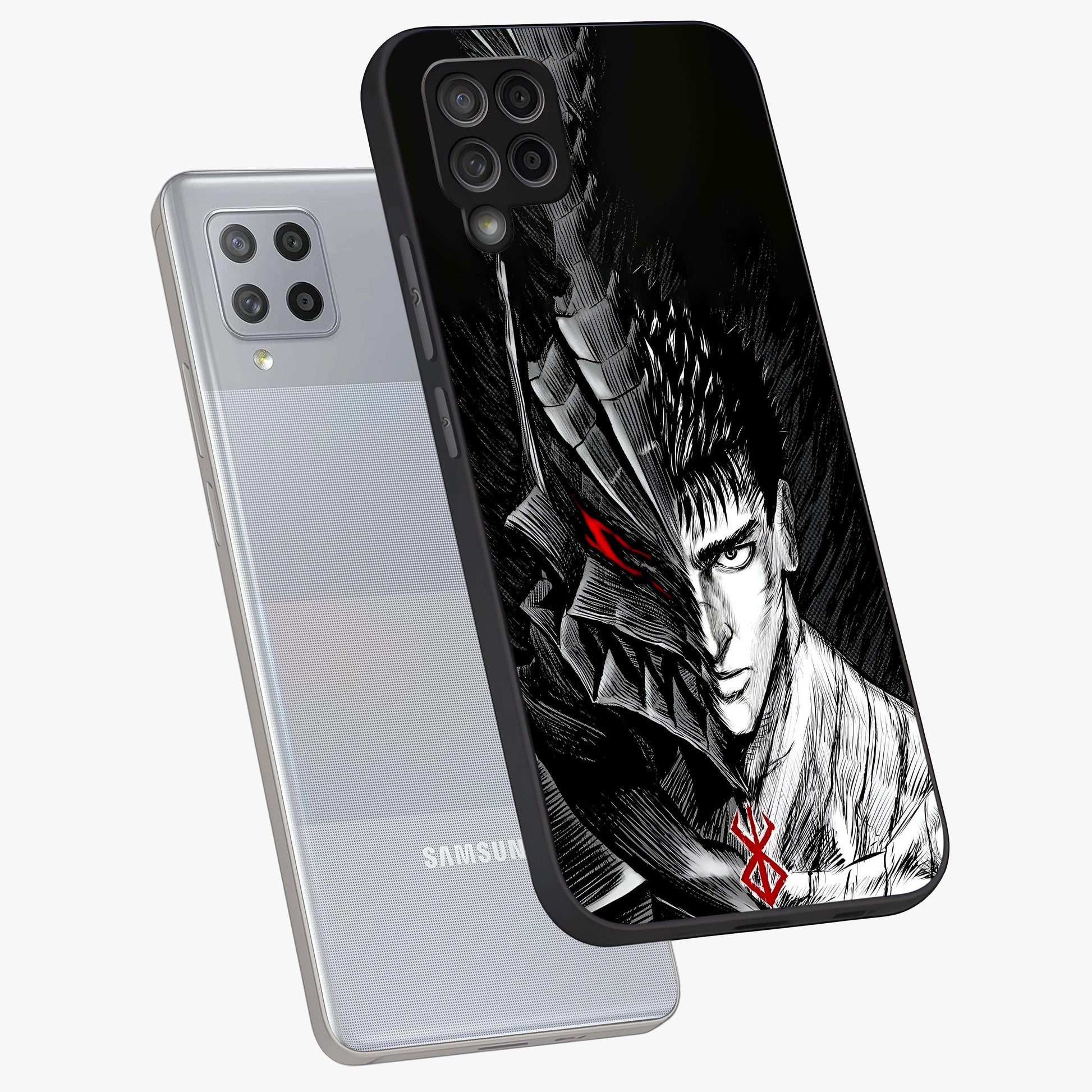 Berserker Blood Oath Glass Case displayed in angled mockup highlighting dark fantasy graphic design and powerful theme.