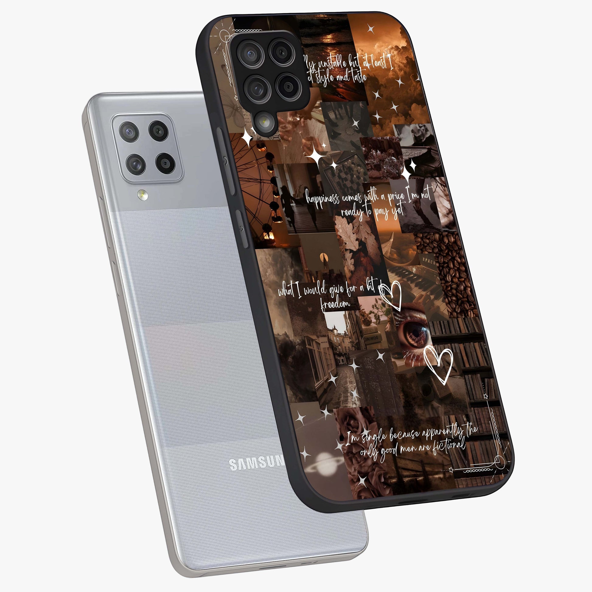 Bittersweet Aesthetic Chaos Glass Case displayed in angled mockup highlighting expressive abstract artwork and edgy aesthetic theme.