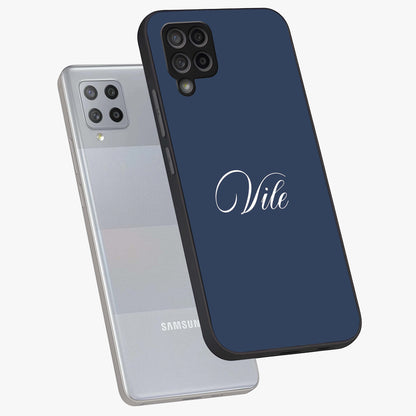 Blue Vintage Floral Pattern Glass Case showing flat back view with elegant vintage floral artwork and glossy glass finish.
