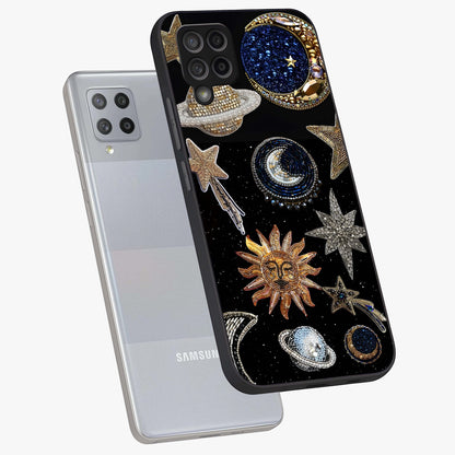 Celestial Gem Constellations Glass Case displayed in angled mockup highlighting gemstone inspired constellation design.