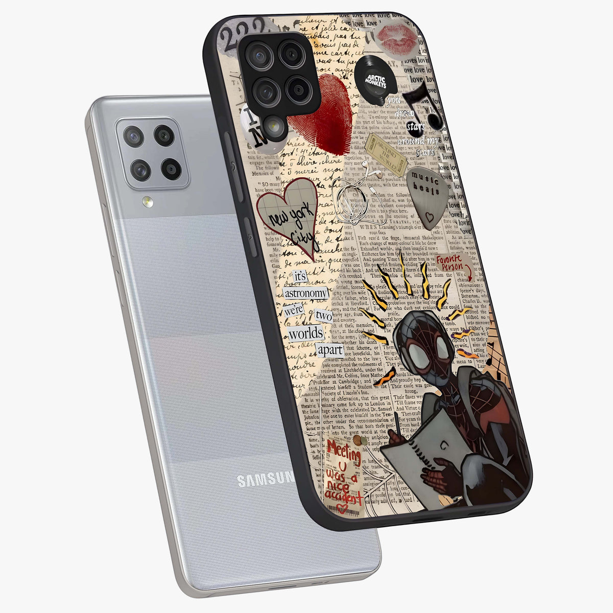 City Dream Sketch Glass Case displayed in angled mockup highlighting minimal city illustration with aesthetic sketch style.