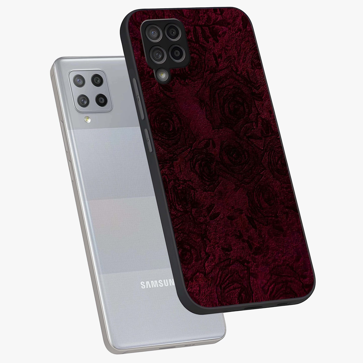 Crimson Fade Flow Glass Case displayed in angled mockup highlighting smooth gradient design with modern aesthetic style.
