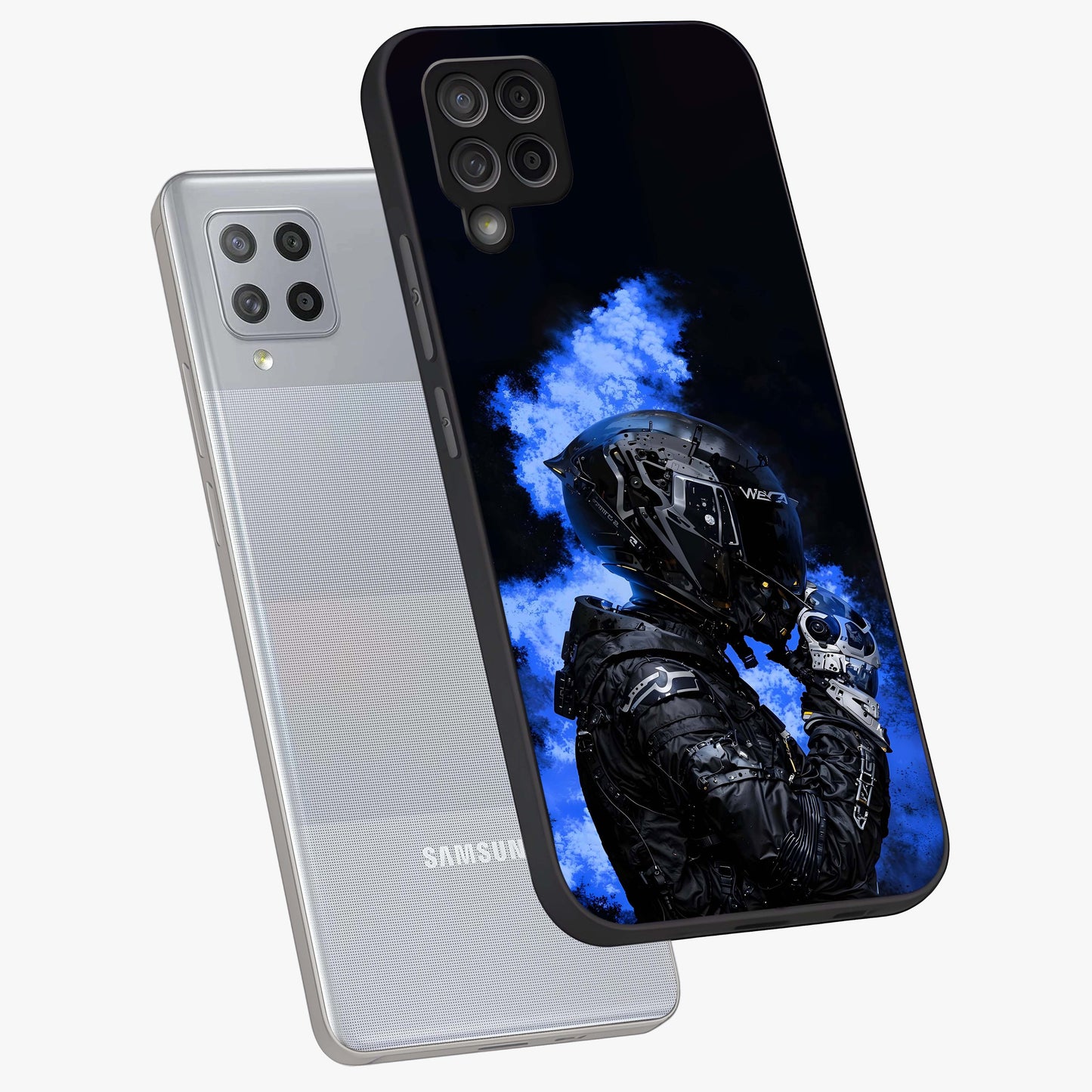 Cyber Sentinel Protocol Glass Case displayed in angled mockup highlighting digital cyber design with sci-fi aesthetic style.