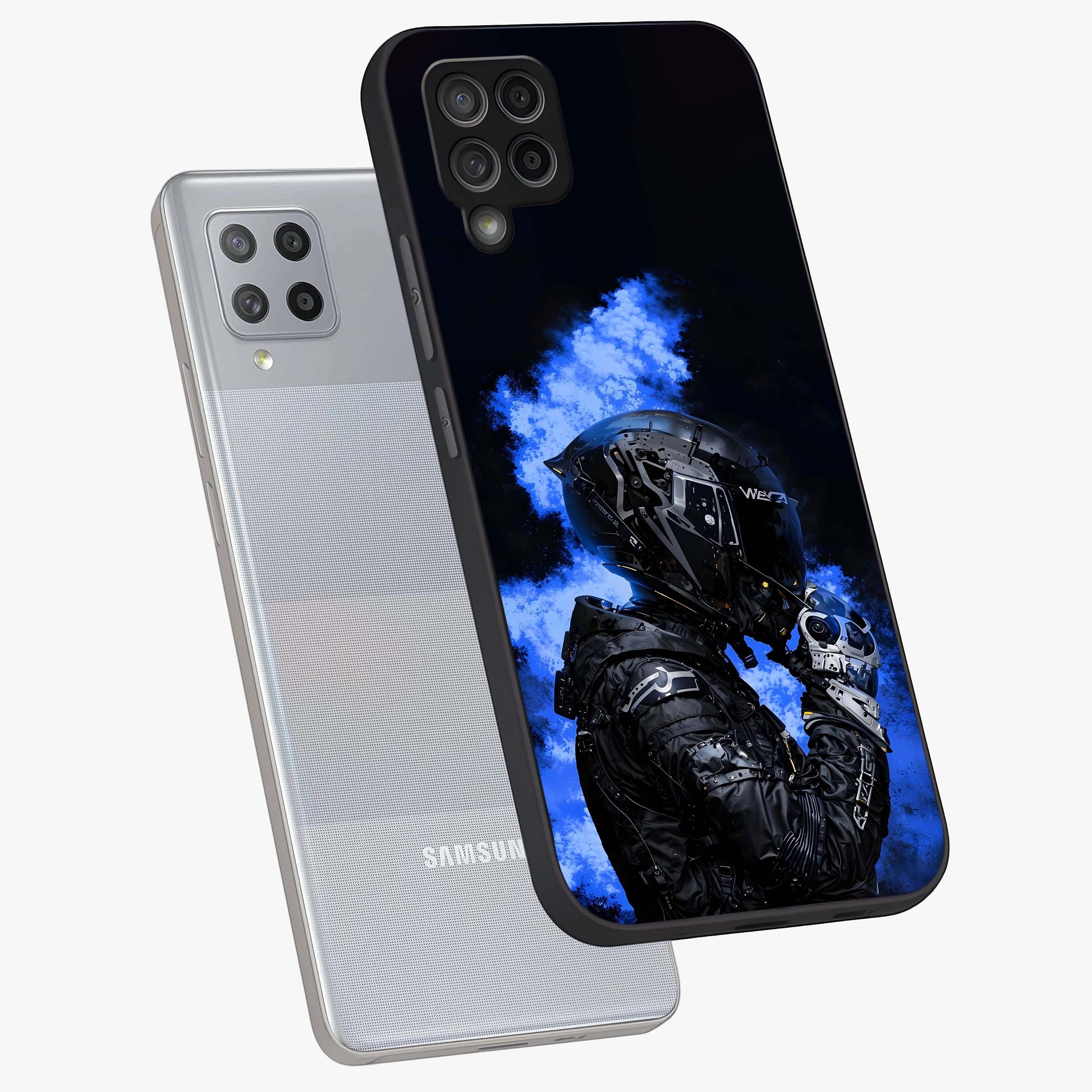 Cyber Sentinel Protocol Glass Case displayed in angled mockup highlighting digital cyber design with sci-fi aesthetic style.