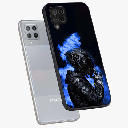 Cyber Sentinel Protocol Glass Case displayed in angled mockup highlighting digital cyber design with sci-fi aesthetic style.