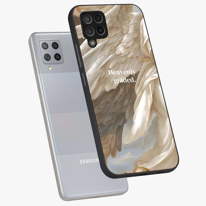 Divine Winged Grace Glass Case displayed in angled mockup highlighting graceful wing design with divine aesthetic style.