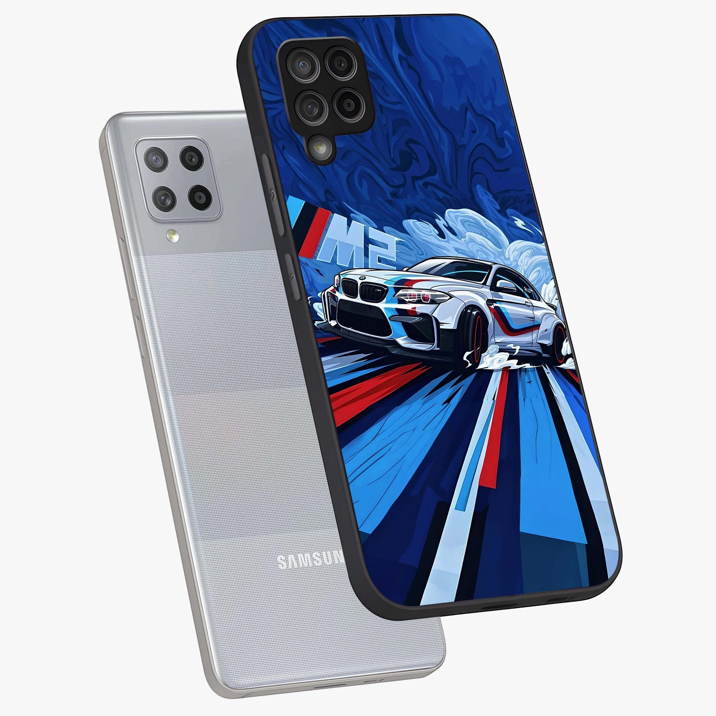 Drift Power Rush Glass Case displayed in angled mockup highlighting powerful drift car design with sporty aesthetic style.