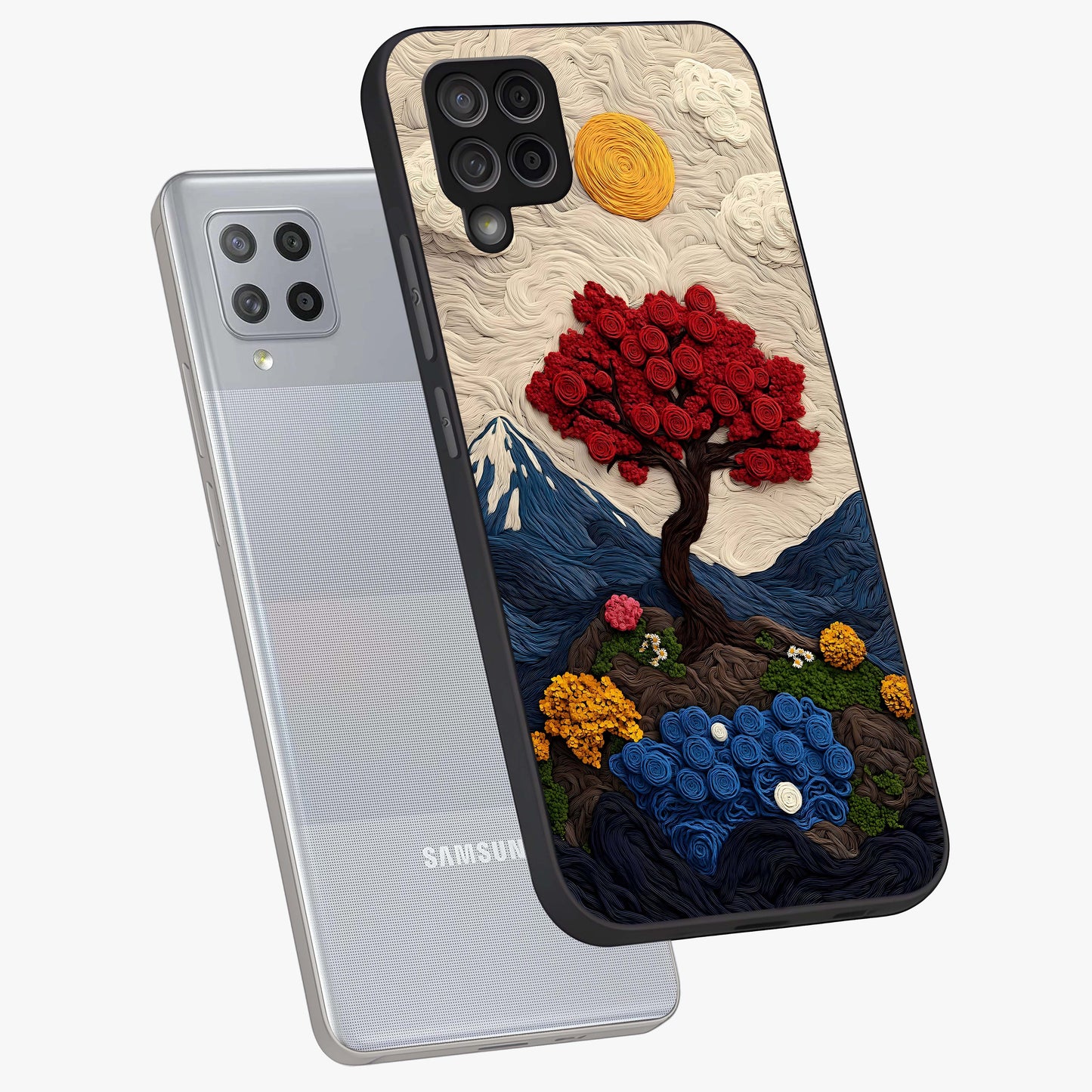 Eternal Nature Tapestry Glass Case displayed in angled mockup highlighting detailed botanical pattern with artistic aesthetic.