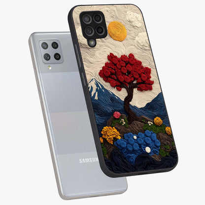 Eternal Nature Tapestry Glass Case displayed in angled mockup highlighting detailed botanical pattern with artistic aesthetic.