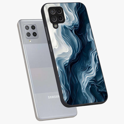 Ethereal Paper Marble Glass Case displayed in angled mockup highlighting elegant marble pattern with modern aesthetic style.