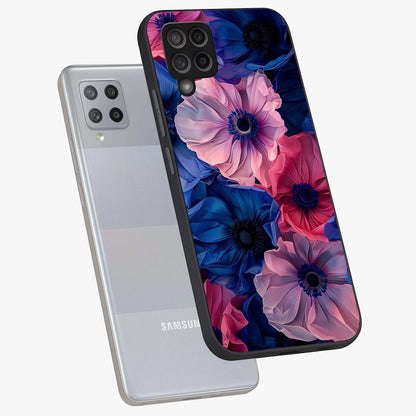 Flower Paper Art Pattern Glass Case displayed in angled mockup highlighting layered paper flower design with artistic aesthetic.