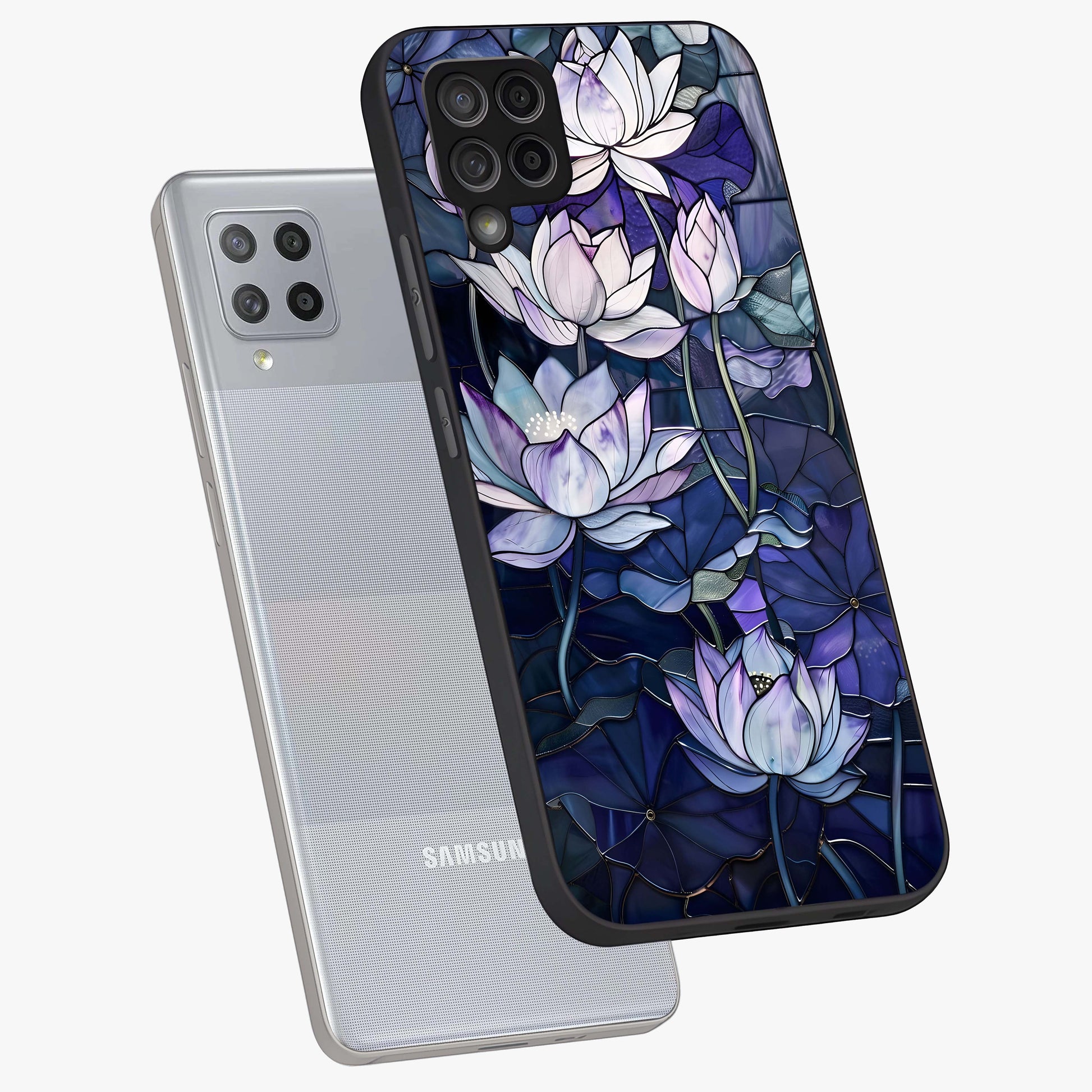Gloss Petal Rush Glass Case displayed in angled mockup highlighting vibrant petal design with elegant floral aesthetic.