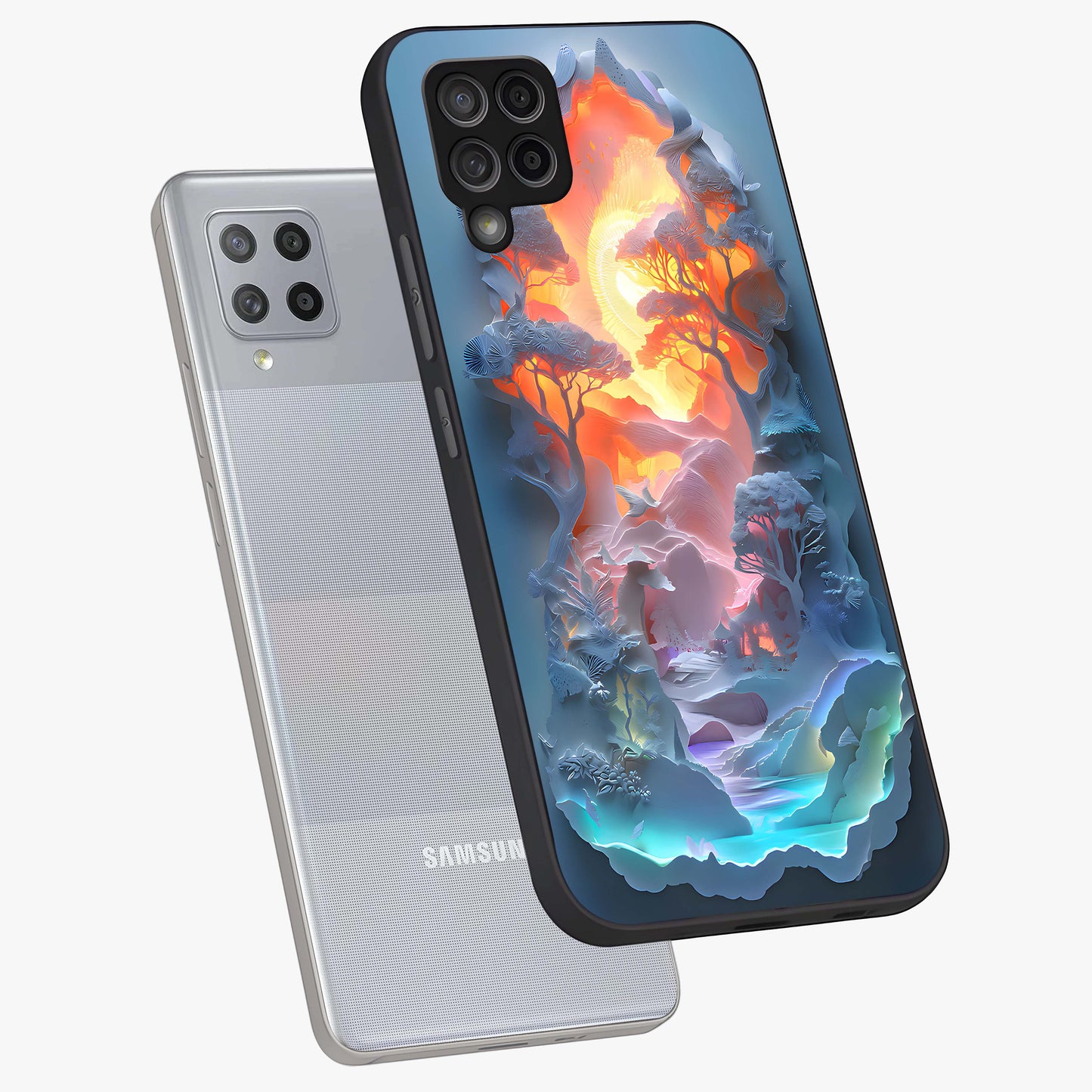 Glow Forest Portal Glass Case displayed in angled mockup highlighting mystical forest design with magical glowing aesthetic.