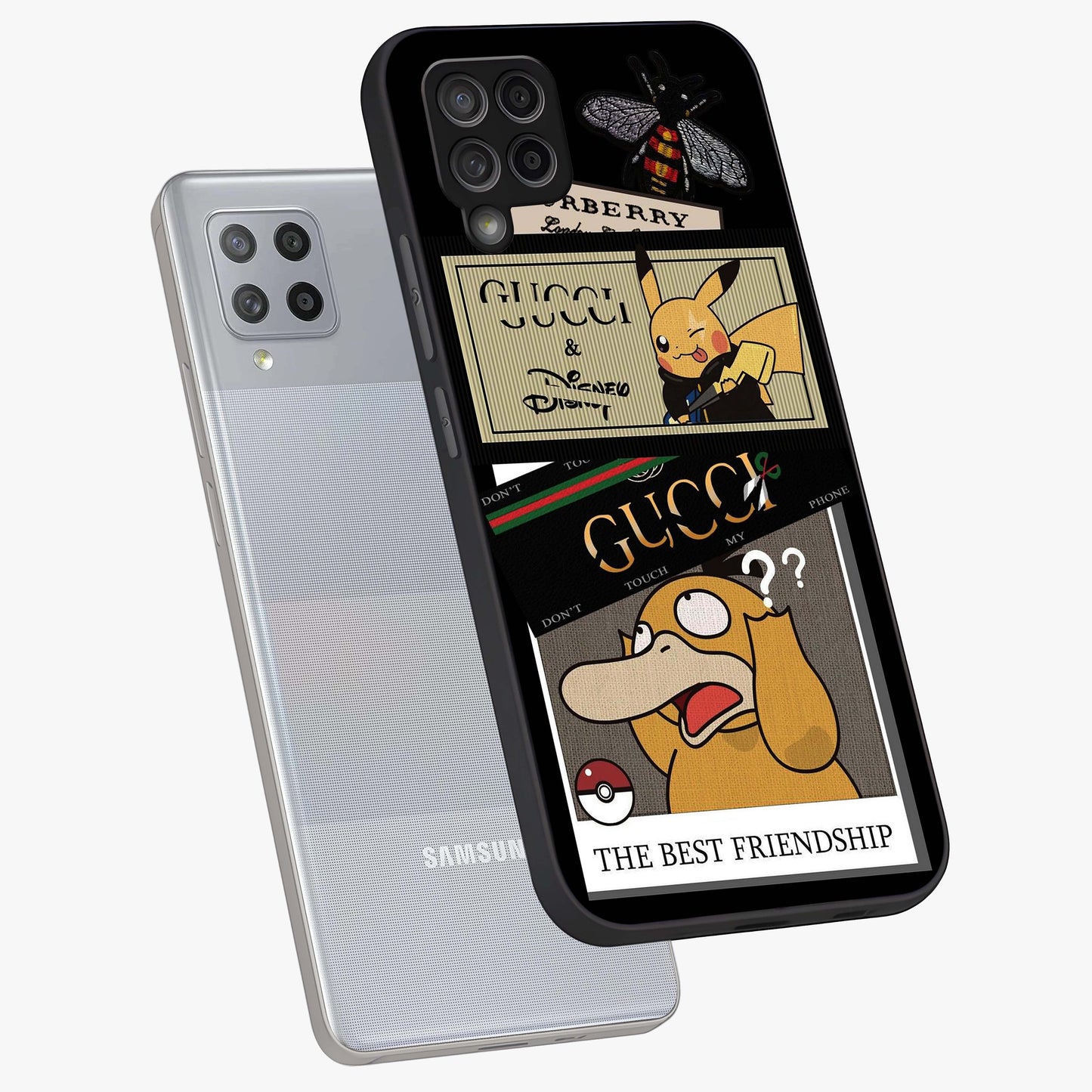 Gucci Play Mashup Glass Case displayed in angled mockup highlighting stylish fashion mashup design with bold aesthetic.