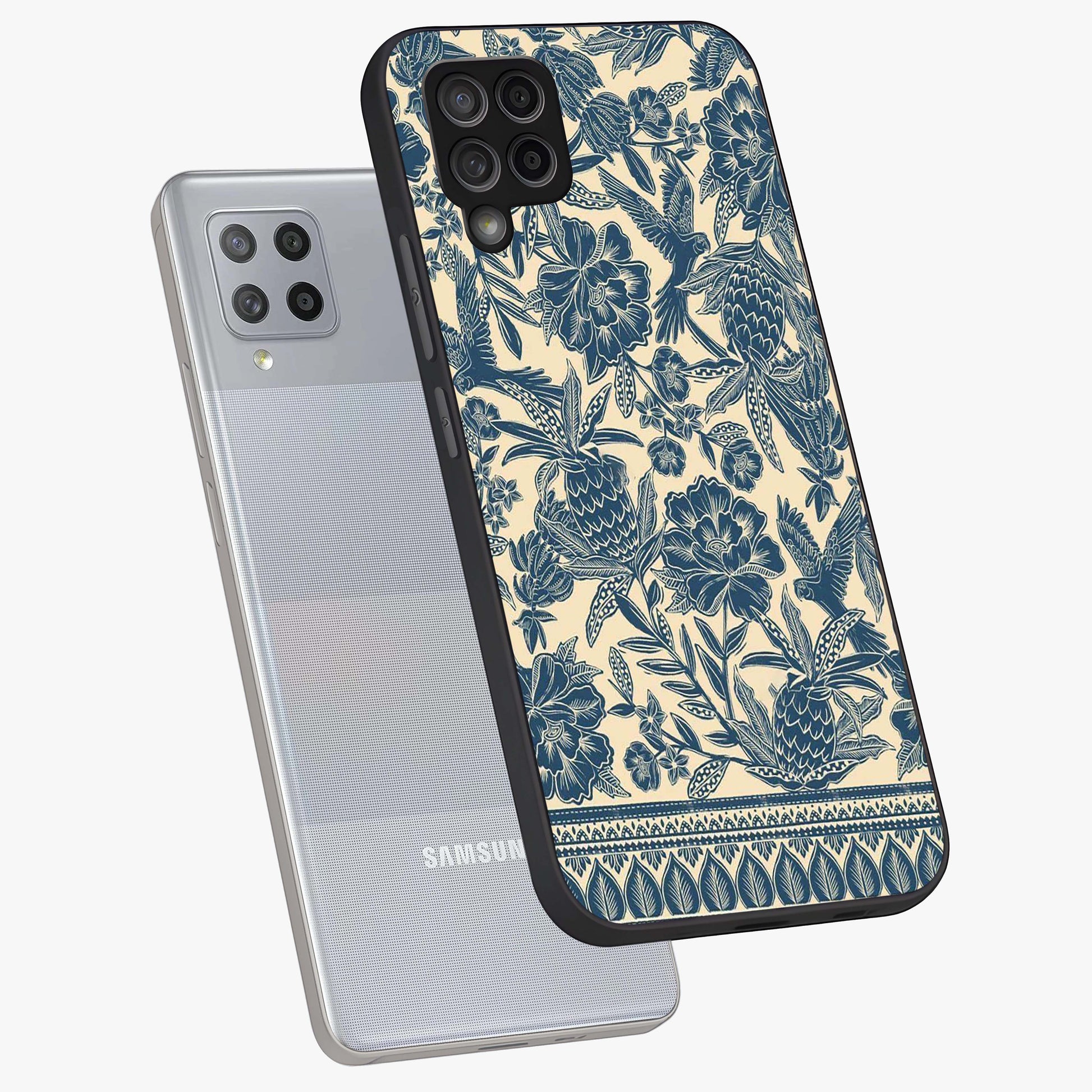 Heirloom Wild Bloom Glass Case displayed in angled mockup highlighting botanical bloom design with classic aesthetic style.