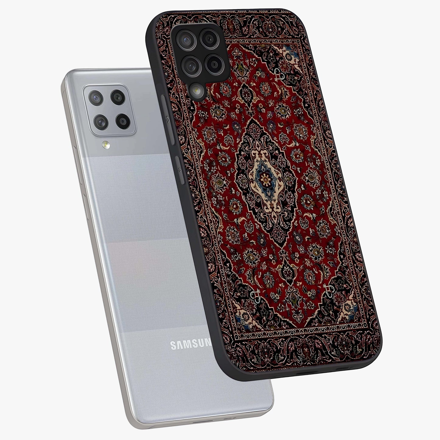 Heritage Carpet Royale Glass Case displayed in angled mockup highlighting intricate royal carpet design with heritage aesthetic.