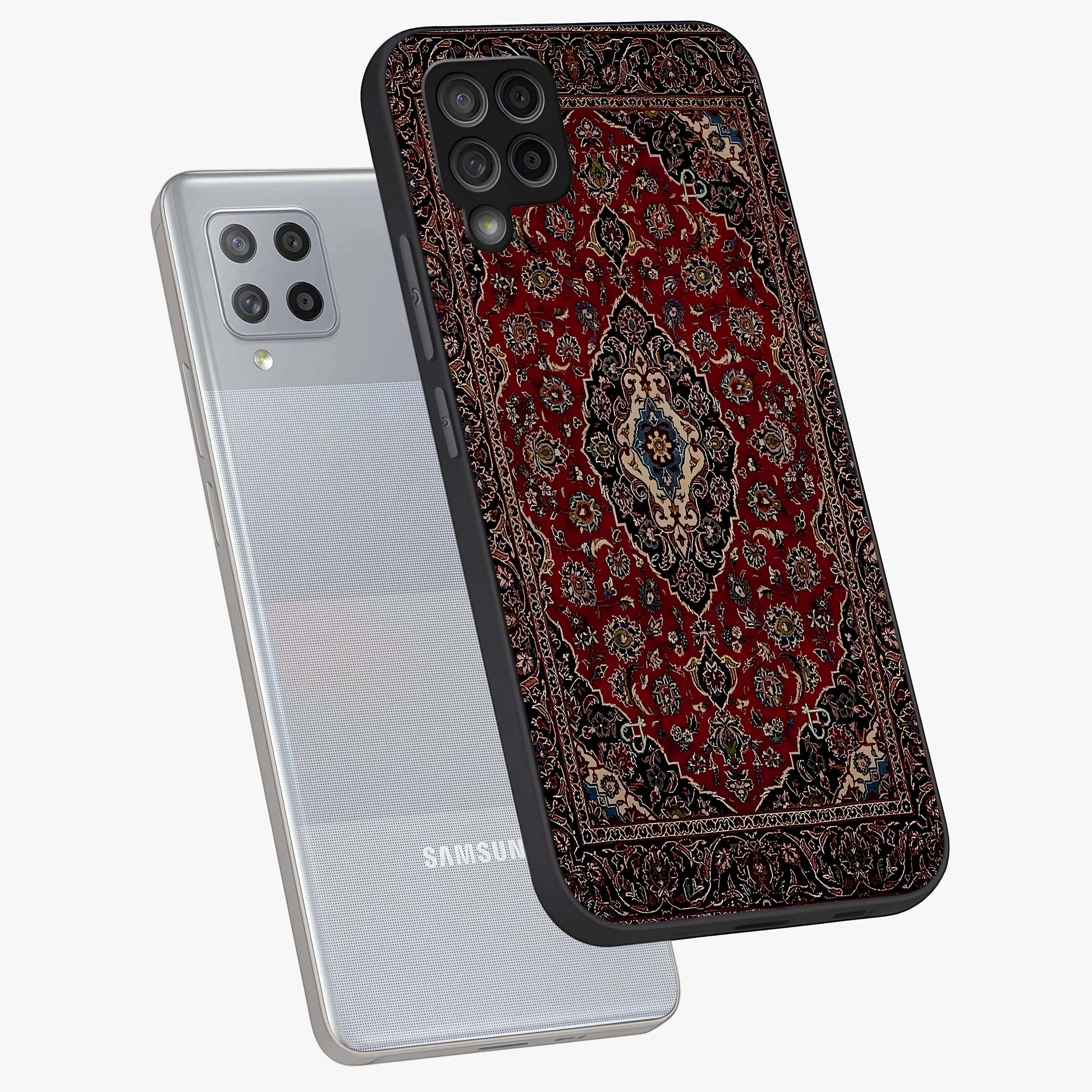 Heritage Carpet Royale Glass Case displayed in angled mockup highlighting intricate royal carpet design with heritage aesthetic.