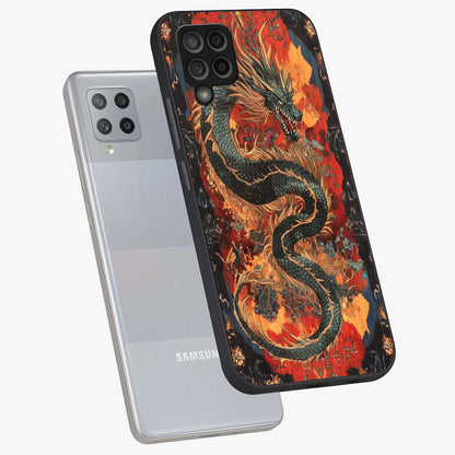 Inferno Dragon Soul Glass Case displayed in angled mockup highlighting powerful dragon illustration with inferno aesthetic.