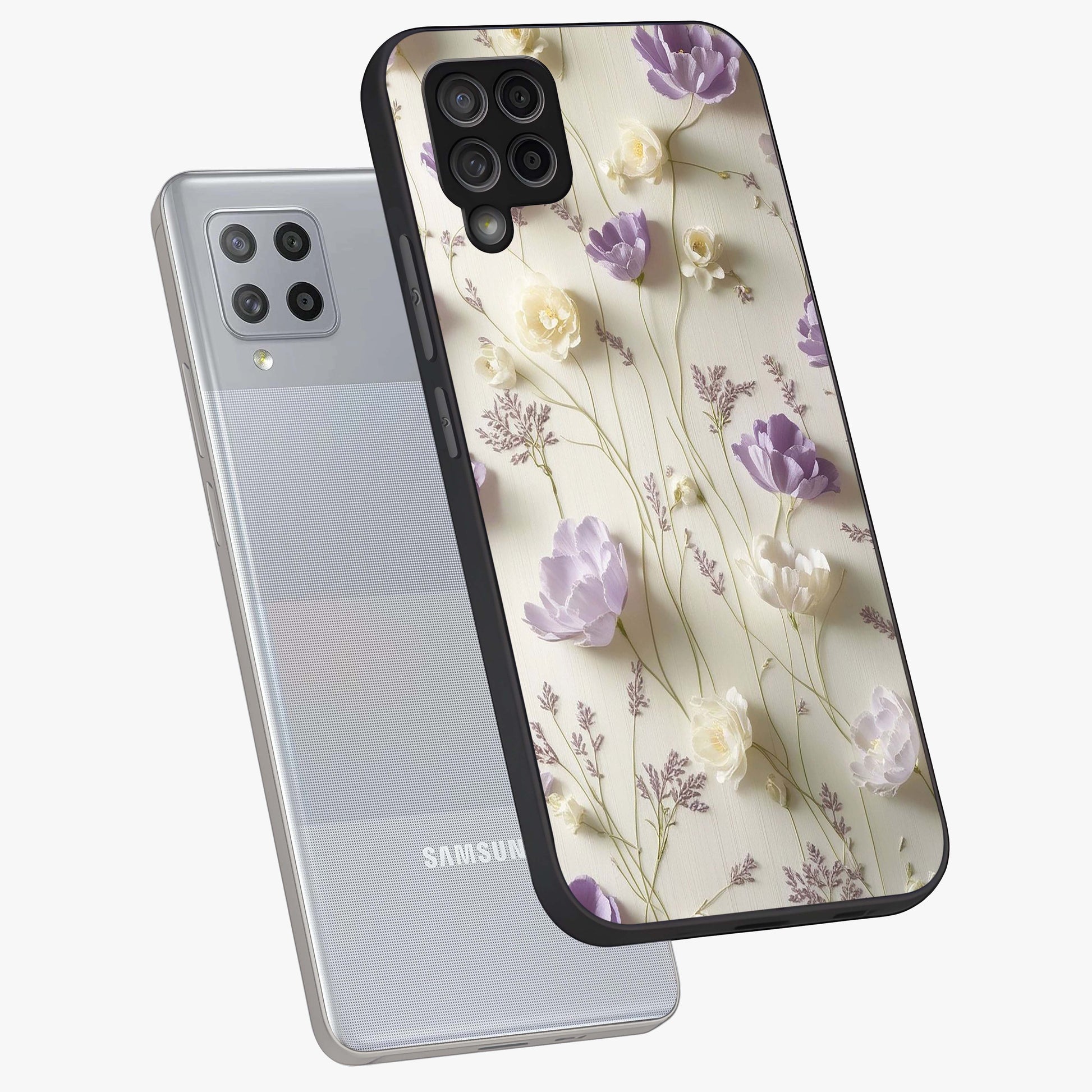 Lilac Breeze Harmony Glass Case displayed in angled mockup highlighting calm lilac breeze design with soothing aesthetic style.