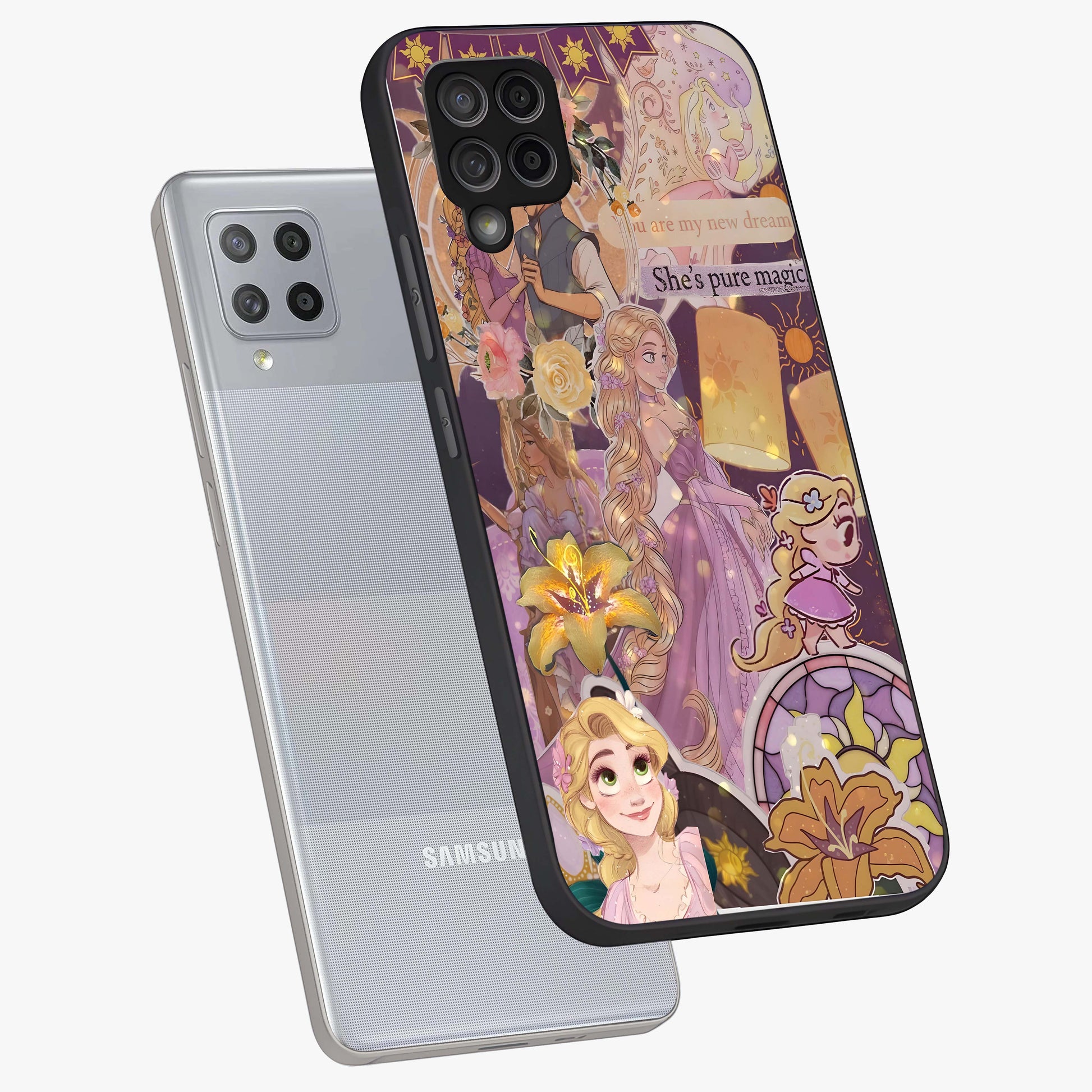 Magical Tangled Dream Glass Case displayed in angled mockup highlighting whimsical fantasy design with magical aesthetic.