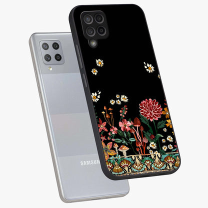 Midnight Bloom Pattern Glass Case displayed in angled mockup highlighting elegant flower design with midnight aesthetic style.