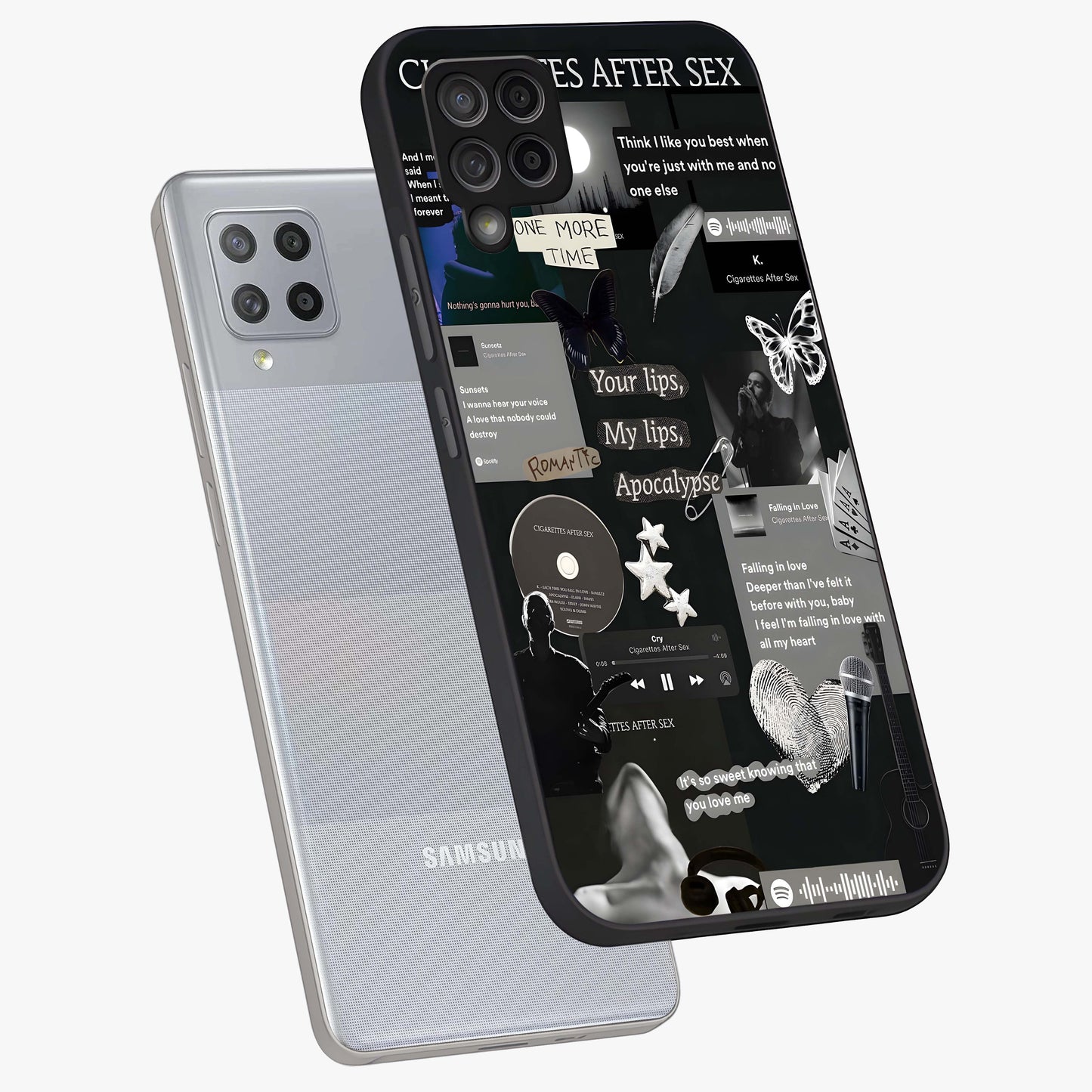 Midnight Love Echo Glass Case displayed in angled mockup highlighting elegant love inspired design with deep aesthetic style.