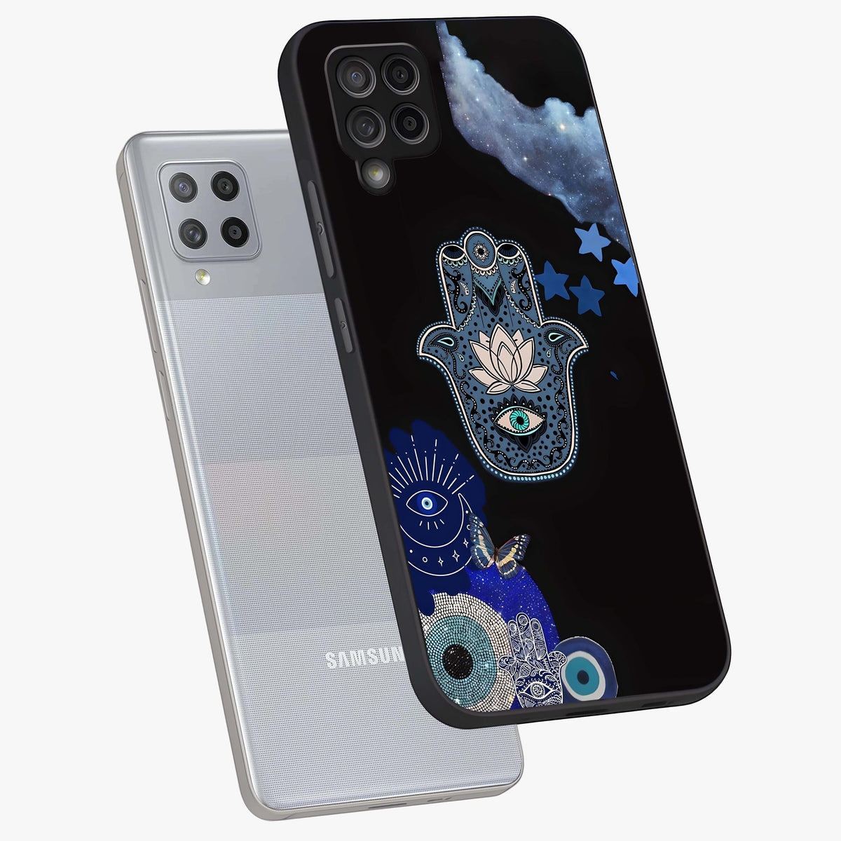 Mystic Hand Aura Glass Case displayed in angled mockup highlighting magical aura design with spiritual aesthetic style.