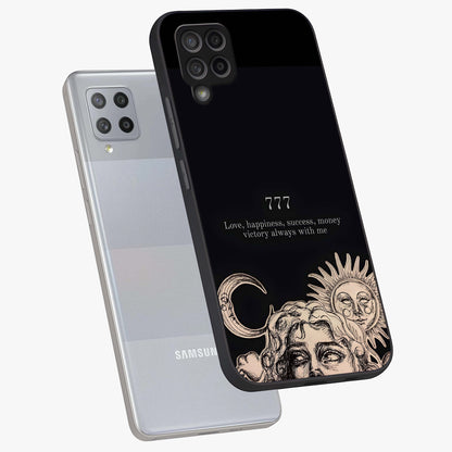 Mystic Victory Aura Glass Case displayed in angled mockup highlighting energetic aura design with bold mystical aesthetic.