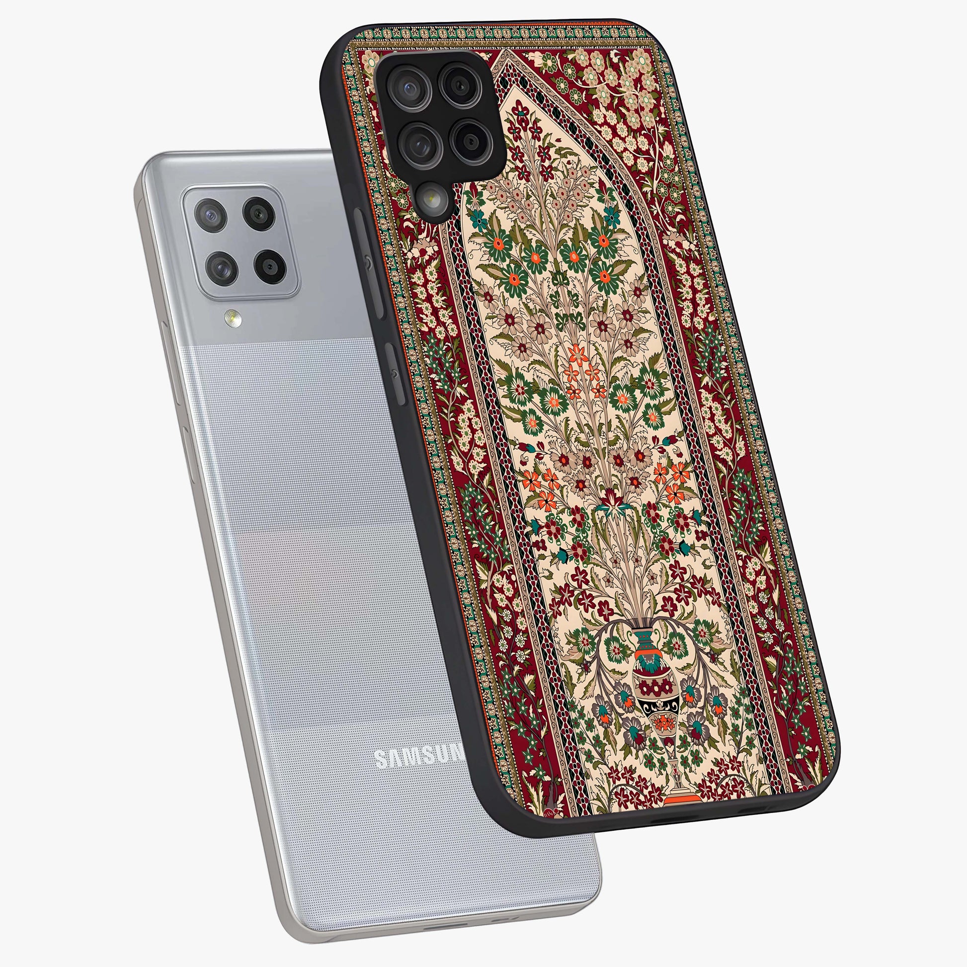 Persian Inspired Glass Case displayed in angled mockup highlighting intricate traditional design with elegant cultural aesthetic.