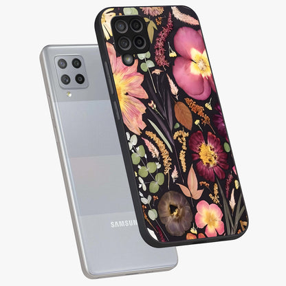 Petal Dream Tapestry Glass Case displayed in angled mockup highlighting decorative petal pattern with elegant botanical aesthetic.