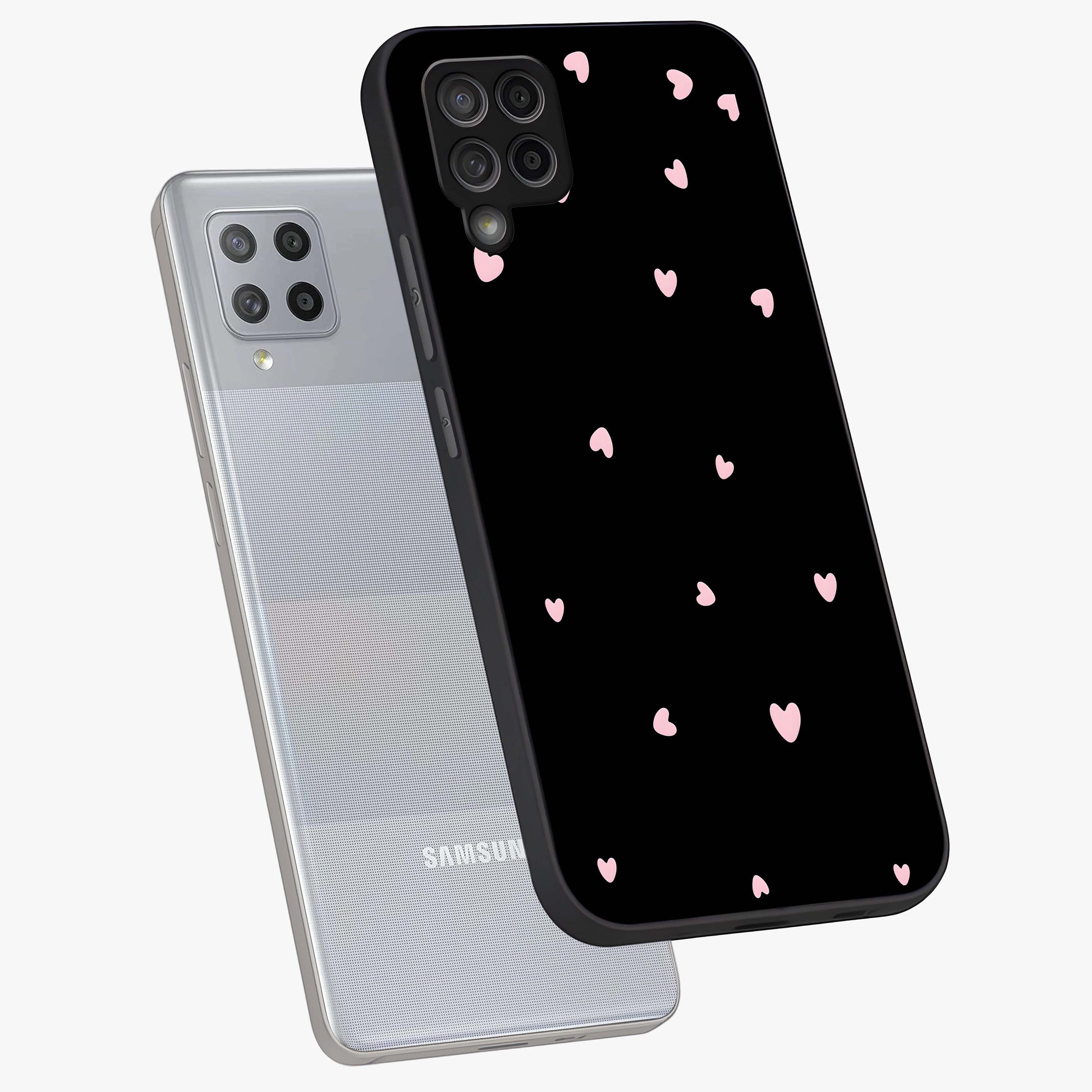 Pink Love Drops Glass Case displayed in angled mockup highlighting cute love drop design with vibrant pink aesthetic.