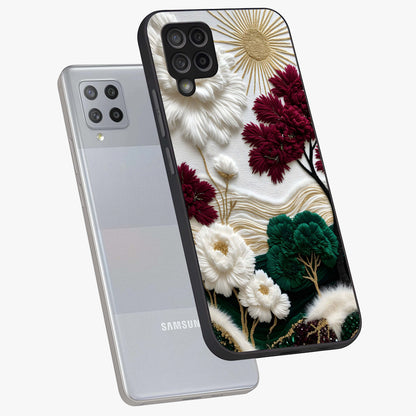 Radiant Bloom Elegance Glass Case displayed in angled mockup highlighting graceful floral design with radiant aesthetic style.