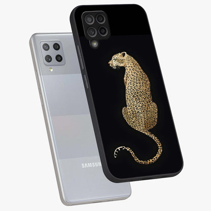Regal Leopard Glass Case displayed in angled mockup highlighting powerful animal illustration with stylish wild aesthetic.