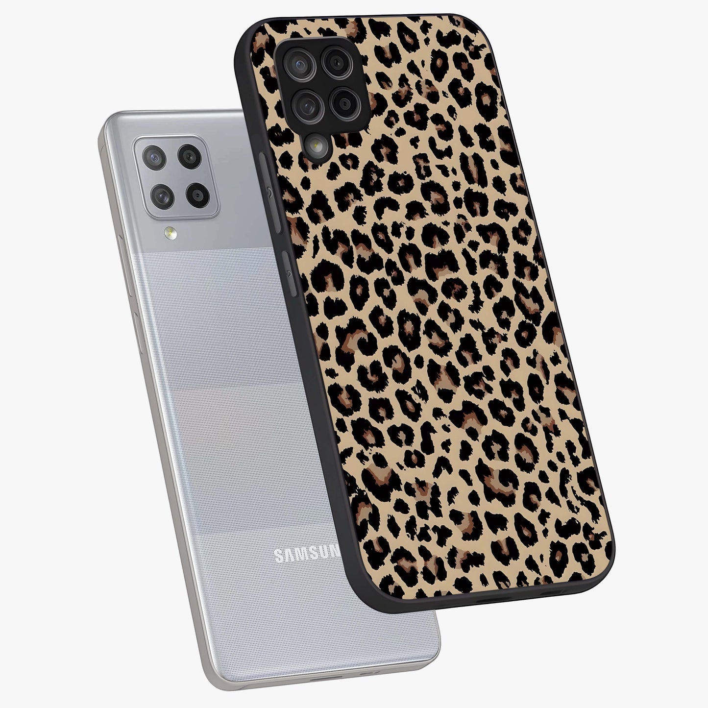 Savage Chic Pattern Glass Case displayed in angled mockup highlighting bold fashion inspired design with chic aesthetic.