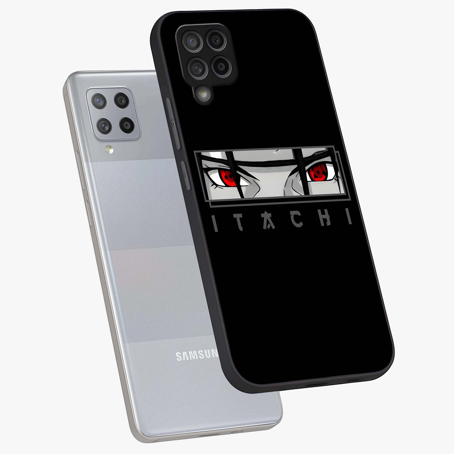 Scarlet Gaze Dominance Glass Case displayed in angled mockup highlighting intense visual design with bold scarlet aesthetic.