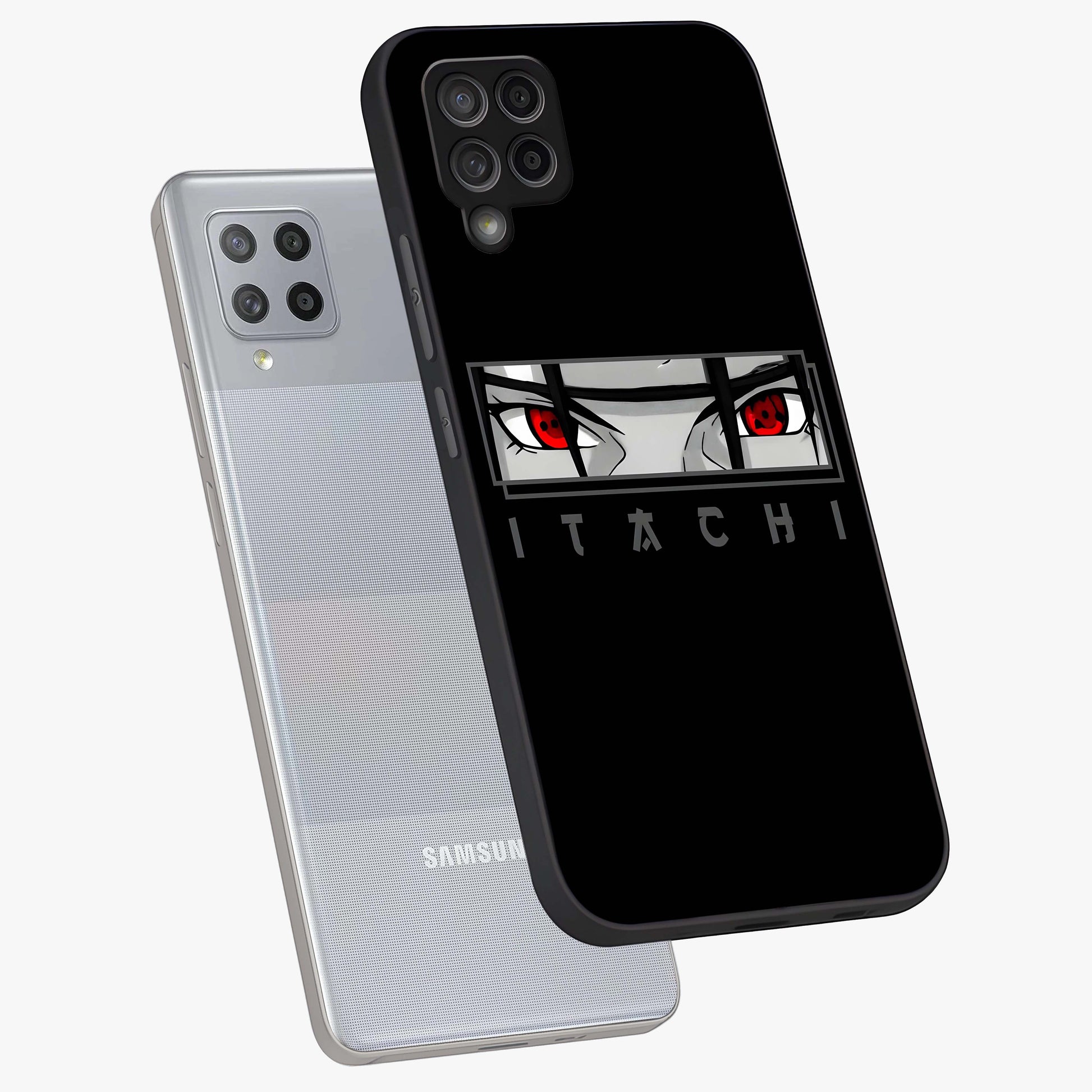 Scarlet Gaze Dominance Glass Case displayed in angled mockup highlighting intense visual design with bold scarlet aesthetic.